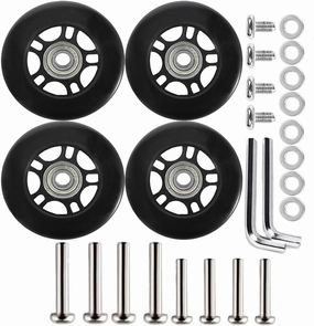 2 Pairs Luggage Wheels Replacement 75 * 24mm(2.95"x0.94") Inline Roller Skate Wheels with 8mm(0.31") Bearings Repair Kit