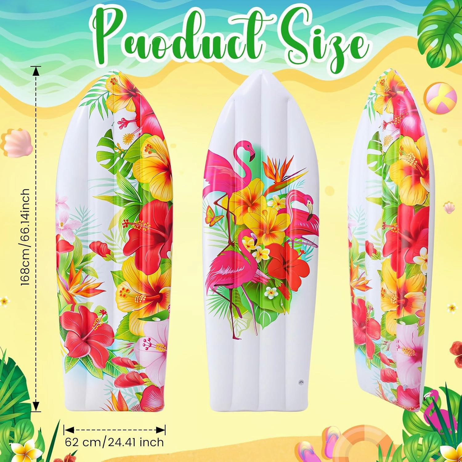 2 Pcs 5.5ft Inflatable Surf Board Inflatable Pool Surfboard for Beach Tropical and Luau Party Decorations for Summer Hawaiian Surfing Party Decoration