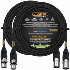 2 Units - 18 Foot - WBC-PRO-Quad Ultra-Silent Ultra-Flexible Balanced Star-Quad Cable with Amphenol Male & Female XLR Plugs & Black Tweed Jacket