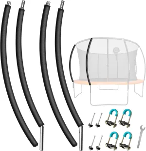 2PCS Trampoline Curved Replacement Pole, Universal Trampoline Enclosure Poles to Fit 8-16FT Curved Pole Trampoline Frame, Includes Foam Sleeve and Hardware with 2 Installation Options