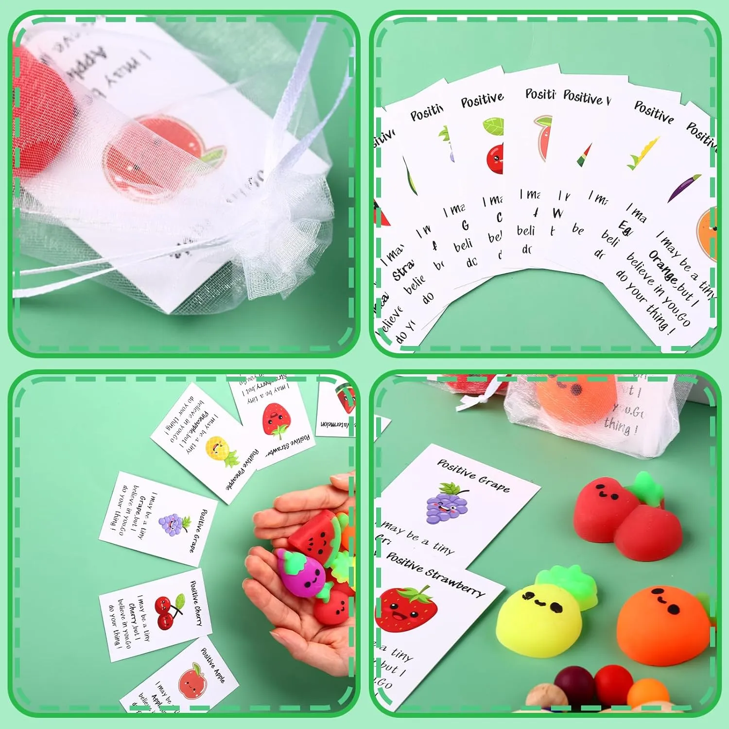 30 Sets Positive Fruit Stress Ball Bulk End of Year Employee Gifts Emotional Gifts for Coworker Teacher Student (Fruit Style)