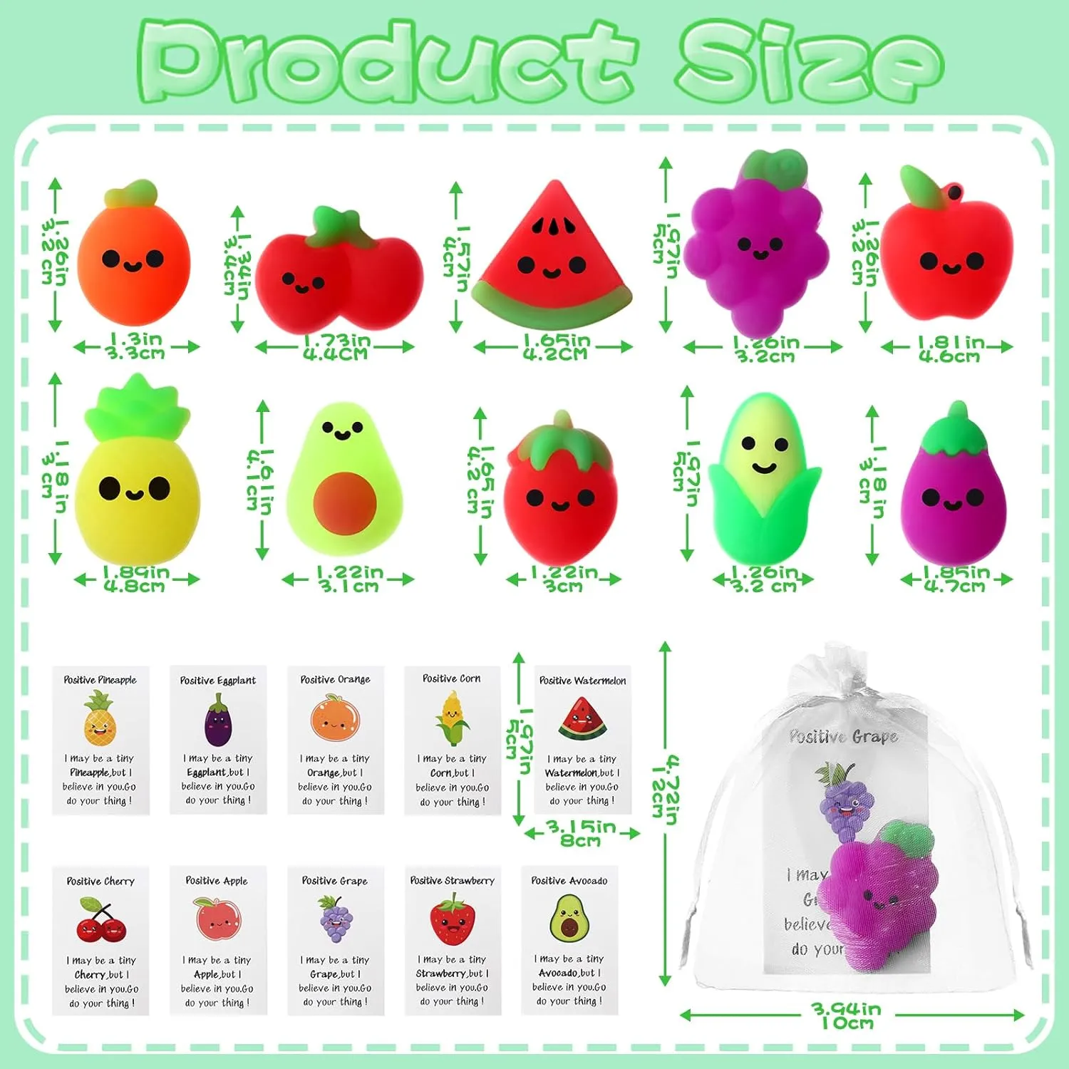 30 Sets Positive Fruit Stress Ball Bulk End of Year Employee Gifts Emotional Gifts for Coworker Teacher Student (Fruit Style)