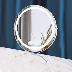 30/40/50cm Large Vanity Makeup Mirror With Lights, 3 Color Lighting Modes | Round Lighted Up Vanity Mirror With Dimming LED Halo,Tabletop Beauty Mirrors Touch Control White/ Black/gold ( Color : White
