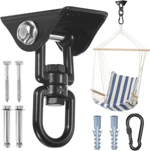 360° Swivel Swing Hangers, 1200 LB Capacity Stainless Steel Hammock Hanging Kit Swing Hook for Ceiling/Chair/Yoga/Punching Bag/Gym/Playground, Ceiling Mount Swing Bracket [Black]
