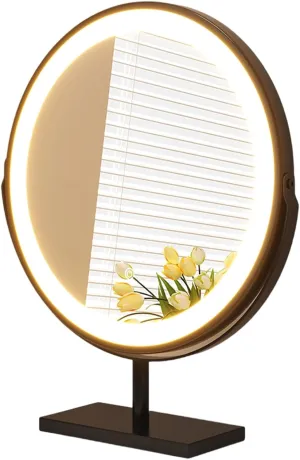 360°Rotation Light Up Mirror 3 Colors Brightness Adjustable, Desk Mirror With Dimmable Brightness, Magnifying Vanity Mirror With 3 Color LED Lights, Smart Touch Control, Lighted Makeup Mirror(Black,50