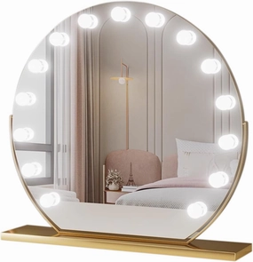 3 Colors Brightness Adjustable Makeup Mirror With Lights, Lighted Makeup Mirror, 360°Rotation Touch Screen Vanity Mirror, Rechargeable Lighted Makeup Mirror, Smart Touch Control, White, Gift for Women