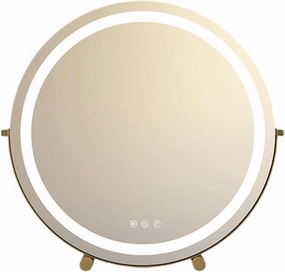 3 Colors Brightness Adjustable Makeup Mirror With Lights, Rechargeable Vanity Mirror With Lights, Cosmetic Light Up Mirror, 360°Rotation Touch Screen Vanity Mirror, Smart Touch Control(Glod,30cm/12in)