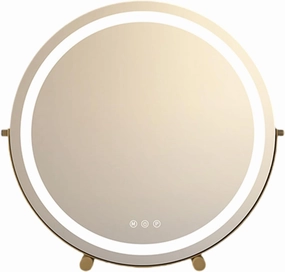 3 Colors Brightness Adjustable Makeup Mirror With Lights, Rechargeable Vanity Mirror With Lights, Cosmetic Light Up Mirror, 360°Rotation Touch Screen Vanity Mirror, Smart Touch Control(Glod,40cm/15.7)