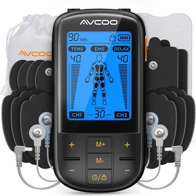 3-in-1 TENS Unit Muscle Stimulator with 30 Modes, 40 Intensities TENS Machine for Gradual Back Pain Relief Therapy, Rechargeable EMS Unit Massager with 12 TENS Electrode Pads, a Storage Bag