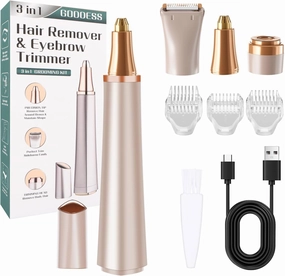 3 in 1 Women Facial Hair Remover Waterproof Rechargeable for Face Eyebrow