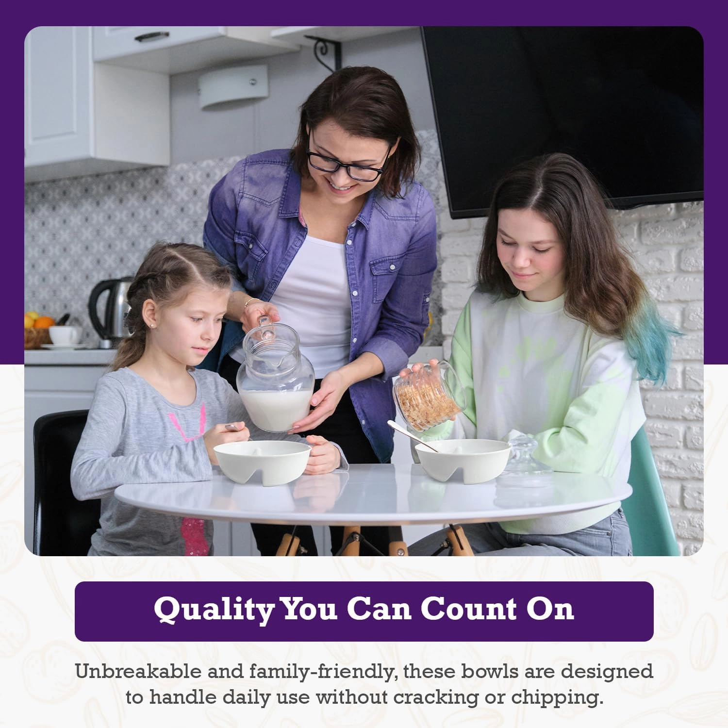3 Pack - Just Crunch Anti-Soggy Cereal Bowl - Keeps Cereal Fresh & Crunchy | BPA Free | Microwave Safe | Ice Cream & Topping, Yogurt & Berries, Fries & Ketchup and More – White, Large