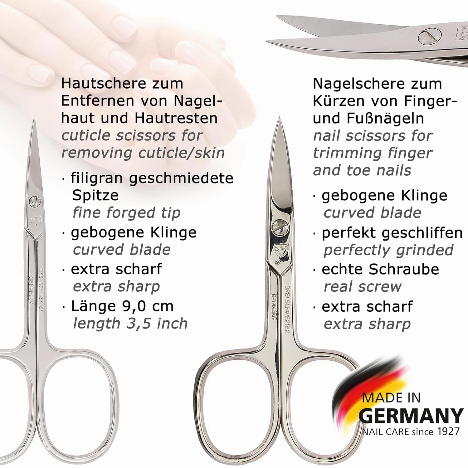 3 Swords Germany - brand quality 6 piece manicure pedicure kit set for professional finger & toe nail care with synthetic leather case - Made in Germany - black