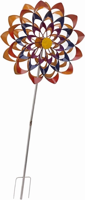 3D Colorful Metal Wind Spinner for Parks Lawn Yard Patio, Iron Stainless Steel Windmill Decor Outdoor with Ground Stake