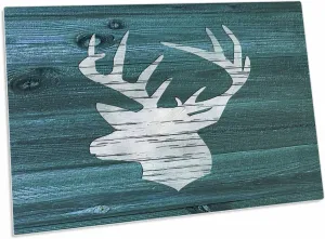 3dRose Painted White Stags Head on Blue Wood Effect- Not Real... - Desk Pad Place Mats (dpd-261806-1)
