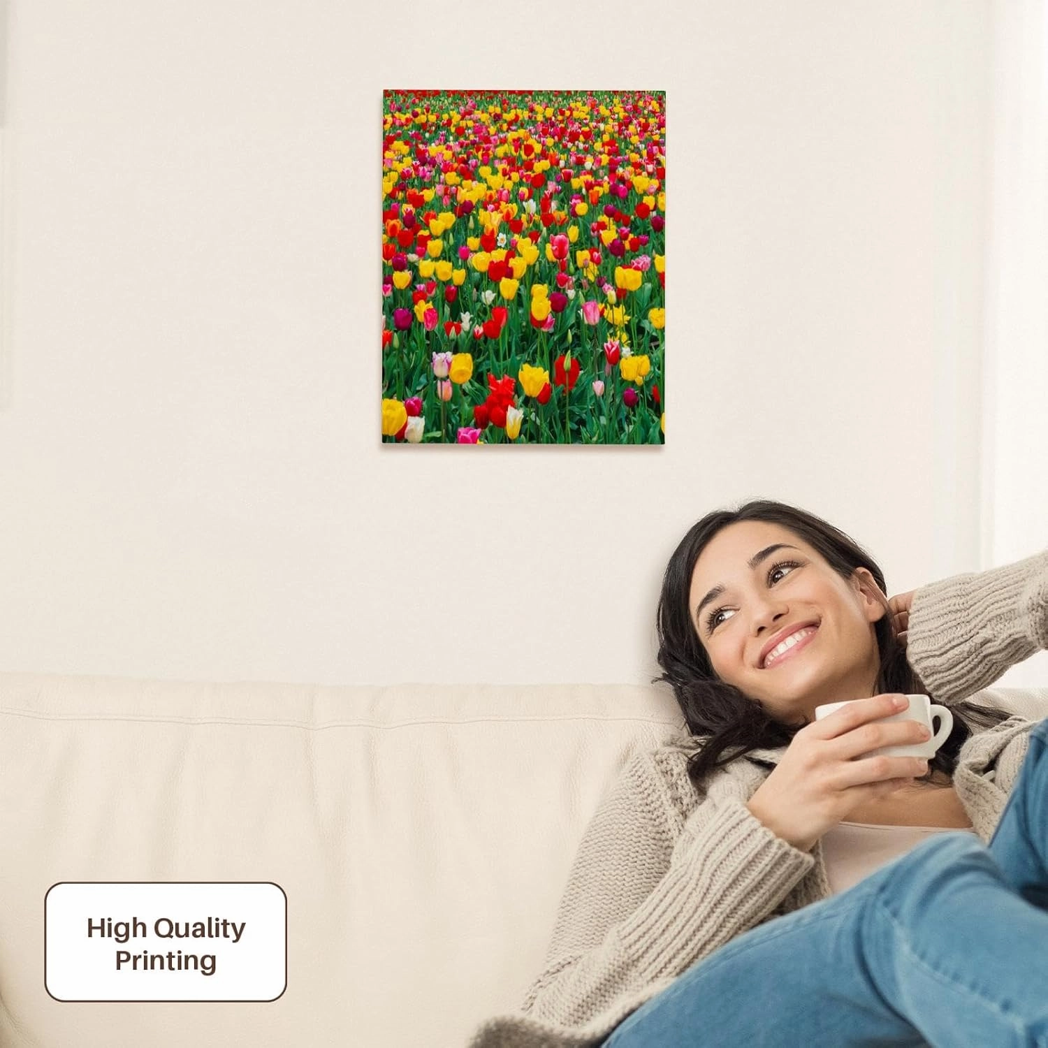 3dRose, Oregon, Willamette Valley, Field of colorful tulips in spring bloom., Museum Grade Canvas Wrap 11x14