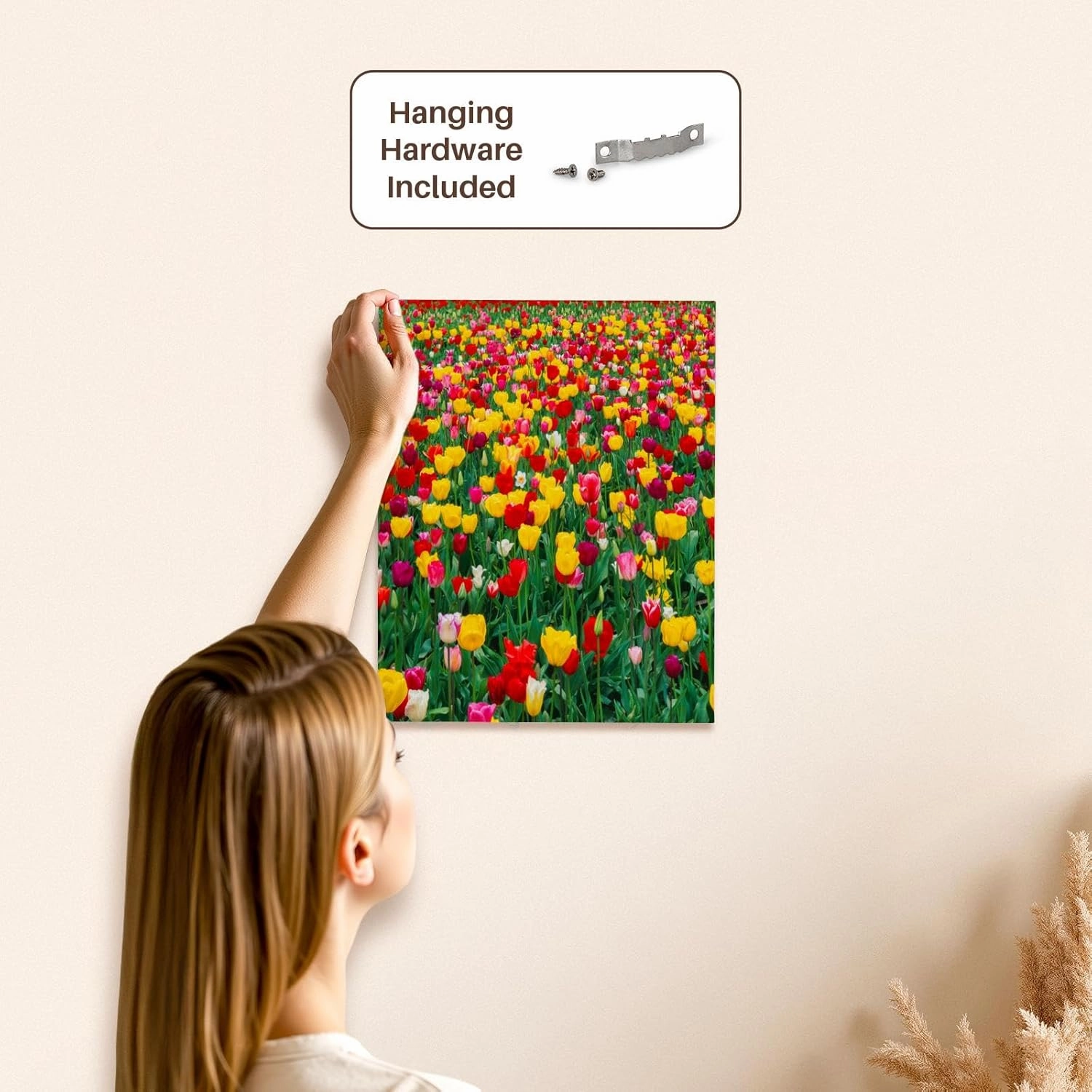 3dRose, Oregon, Willamette Valley, Field of colorful tulips in spring bloom., Museum Grade Canvas Wrap 11x14