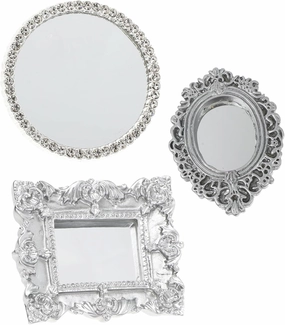 3pcs Mirror Vintage Decor for Home Diamond Decorations Retro Toys Miniature Bedroom Furniture Rustic Picture Frame Antique DIY Home Accessory Retro Mirror Miniature