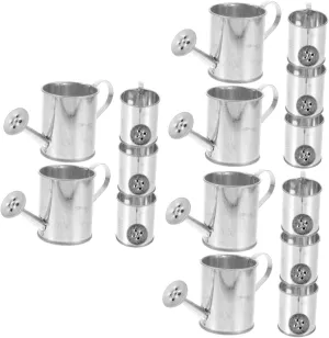 3sets Miniature Watering Can Vintage Metal Kettle for Micro Garden Decor Cute Dollhouse Accessory for Miniature Landscapes and Creative Displays 5pcs*3