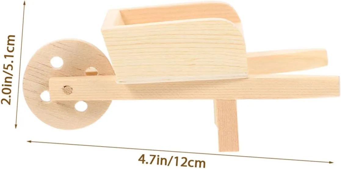 3sets Miniature Wheelbarrow Model for Doll House Wooden Decorative Barrow for Boys and Girls 2pcs*3