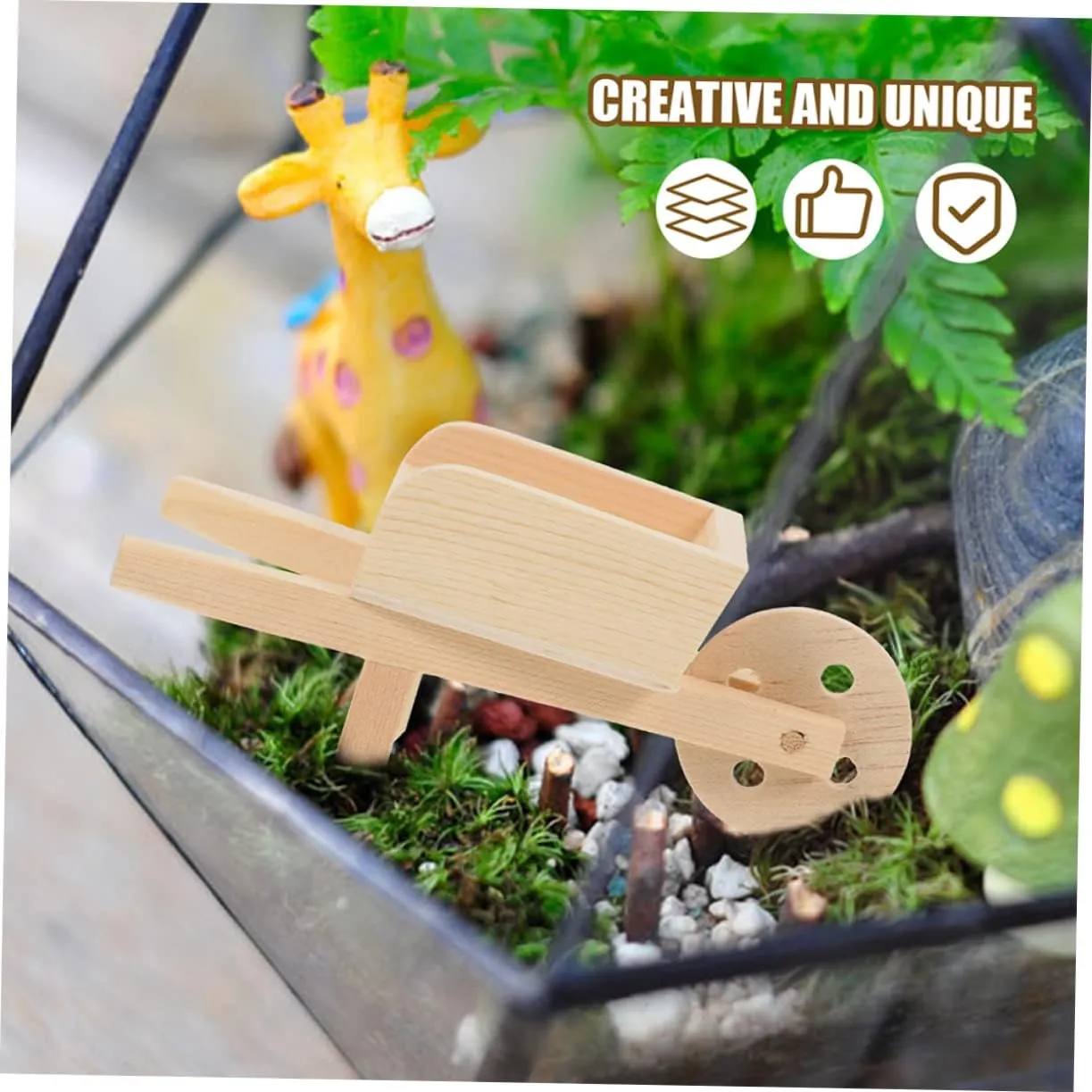 3sets Miniature Wheelbarrow Model for Doll House Wooden Decorative Barrow for Boys and Girls 2pcs*3