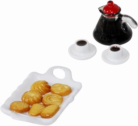 3sets Mini House Accessory Set Decorative Wear-Resistant Coffee Cups Food for Dollhouse Stylish Desktop Miniature Food Props Fine Craftsmanship and Safe Materials