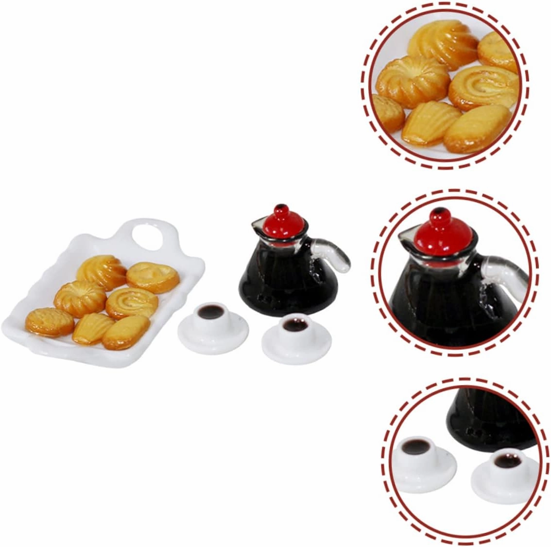 3sets Mini House Accessory Set Decorative Wear-Resistant Coffee Cups Food for Dollhouse Stylish Desktop Miniature Food Props Fine Craftsmanship and Safe Materials