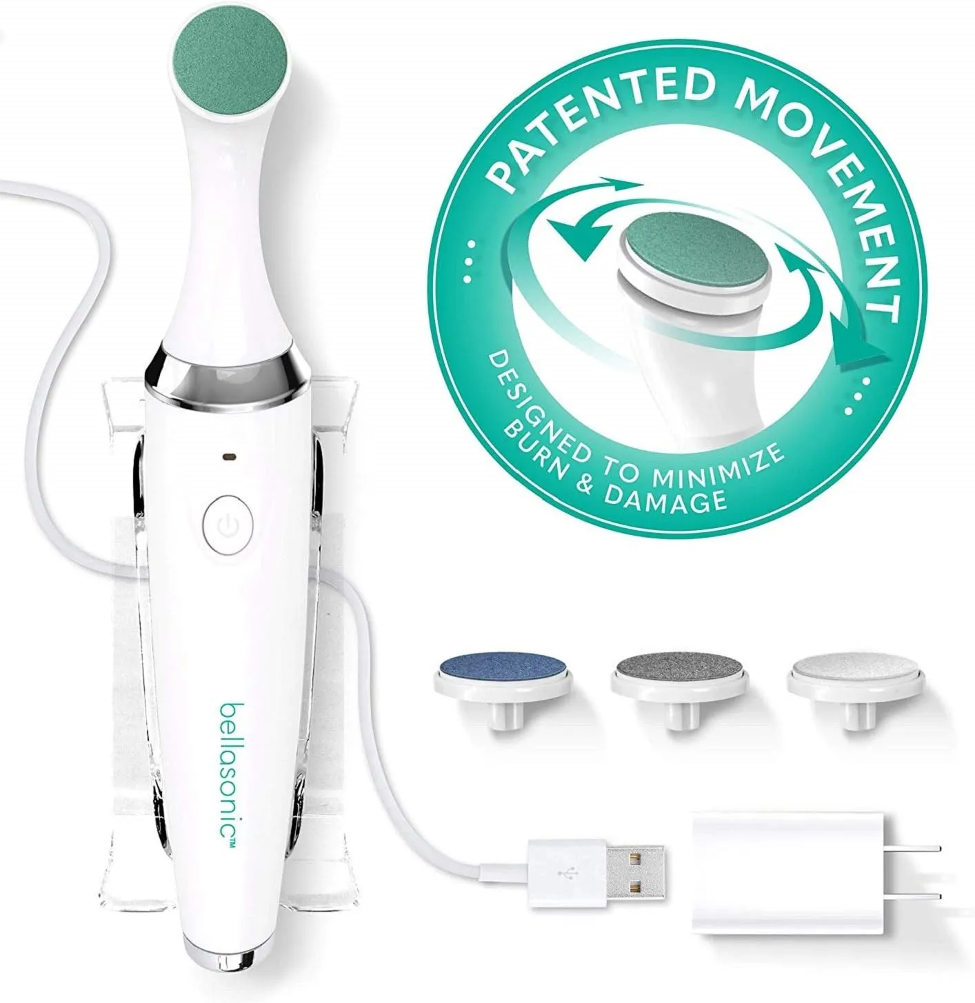 4-in-1 Rechargeable Electric Nail File Set with Unique Oscillating Head – Shape, Smooth, Buff & Shine Nails – Remove Cuticles & Calluses – Salon Quality Manicure Pedicure Results