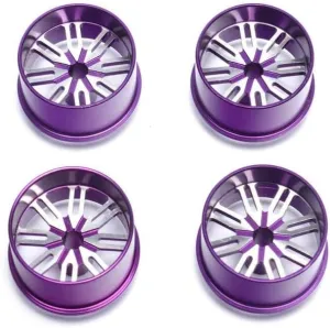 4 Pieces Mini 4WD Wheels Aluminum Wheel Hub Spare Parts for TMIYA Mini 4WD Racing Car Model - (Color: Purple)