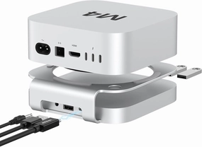 40Gbps USB4 Hub & Stand for Mac mini M4/M4 Pro, All-Aluminum Docking Station with 40Gbps M.2 SSD (NVMe PCle) Enclosure, 3*USB 2.0, 3.5mm Audio, USB4 Host | Mac mini M4 USB-4 Dock