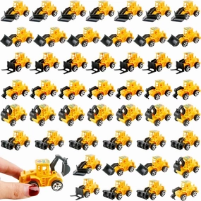 48 Pack Mini Construction Vehicles Engineering Vehicles Yellow Construction Trucks Small Construction Car Toys for Kids Construction Theme Party Decoration, 6 Styles