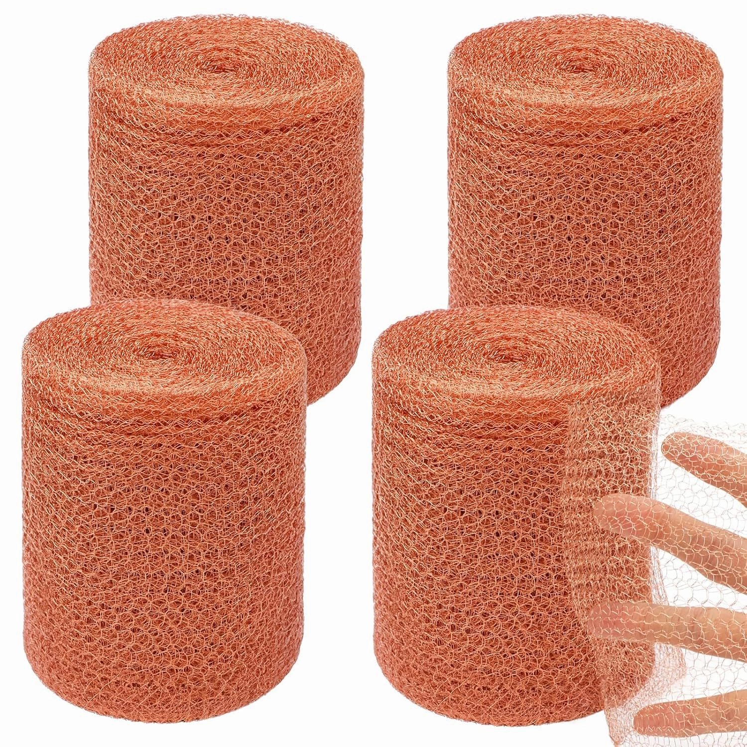 4 Pcs Copper Mesh Rodent Control Kit 5in x 33ft Rustproof Copper Mesh Roll for Mice Bat Bird Snake Snail Control Sturdy Pure Copper Mesh Wool for Hole Blocking Gardening Sealing Water Opening
