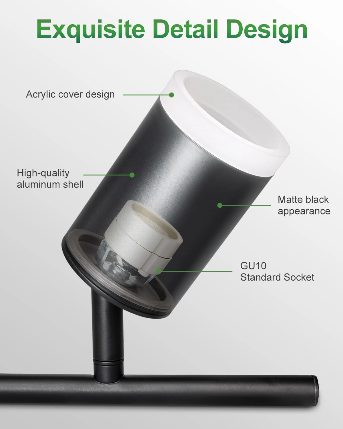 4 Ways Track Lighting, Rotatable Heads Track Light Kit, Track Lighting Fixtures Ceiling with Acrylic Cover, Modern Black Tracks Light for Kitchen, Living Room, Hallway(Bulbs Not Included)