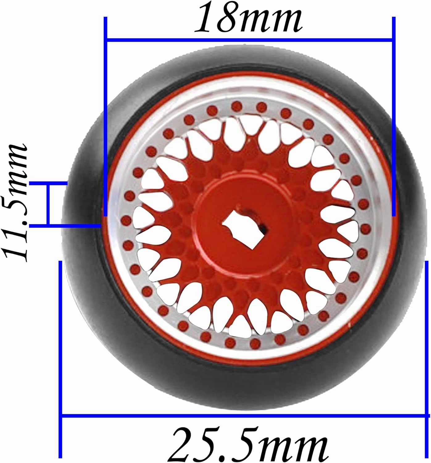 4Pack Vgoohobby 1/28 Drift Car Tires Plastic Tyres w/Metal Wheel Rims Compatible with Wltoys K969 K989 Kyosho Mini-Z Mini-Q 1/28 RC Replacement Drift Tires (Red)