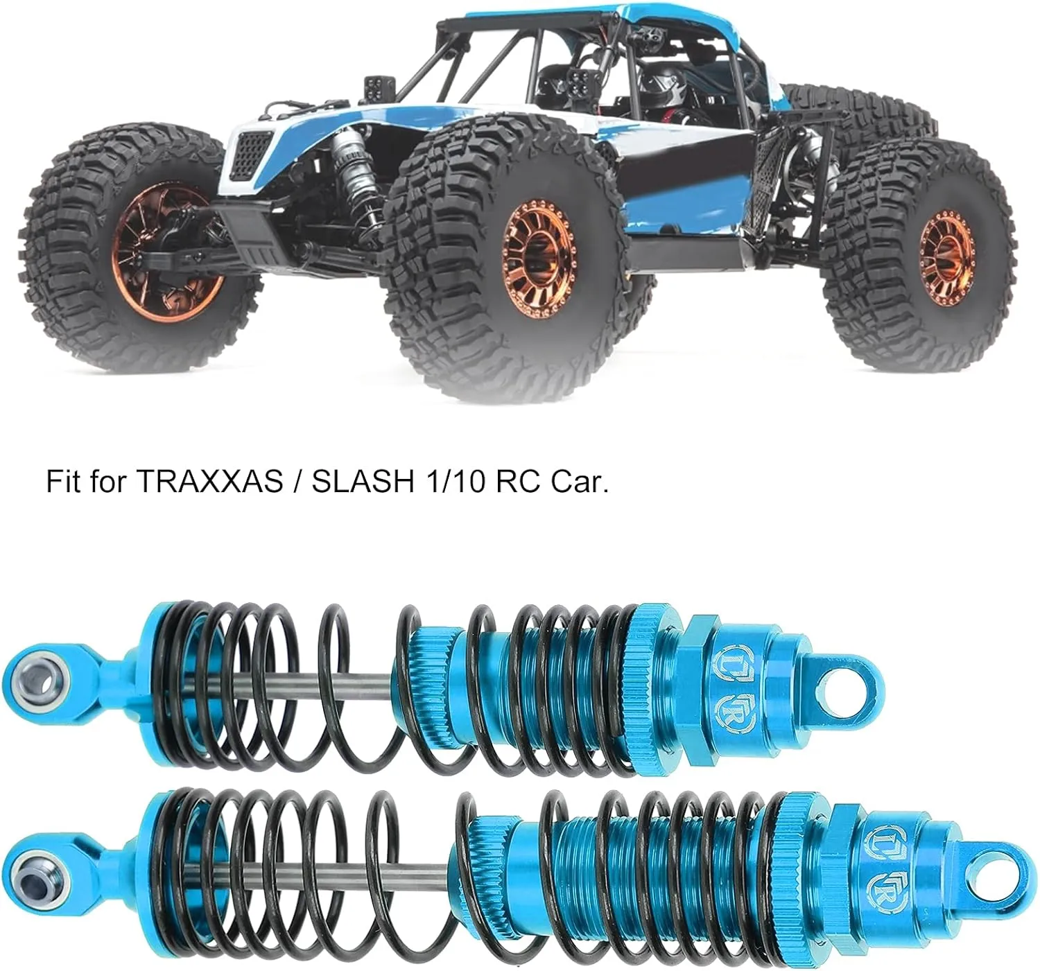 4PCS Aluminum Alloy Shock Absorbers for Slash 1/10 RC Cars - 95mm/110mm CNC Oil Filled Dampers with Adjustable Spring, Off Road Crawler & Racing Upgrade Kit (Blue)