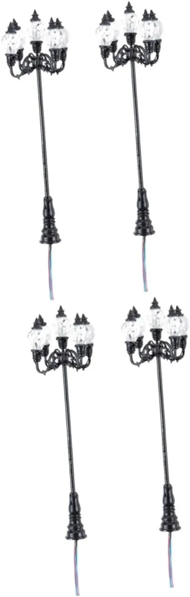 4pcs Mini Doll House Lights Street Lamp Models for Scale Miniature Decoration Flat Bottom Design for Stability for Sand Table Making Warm Atmosphere