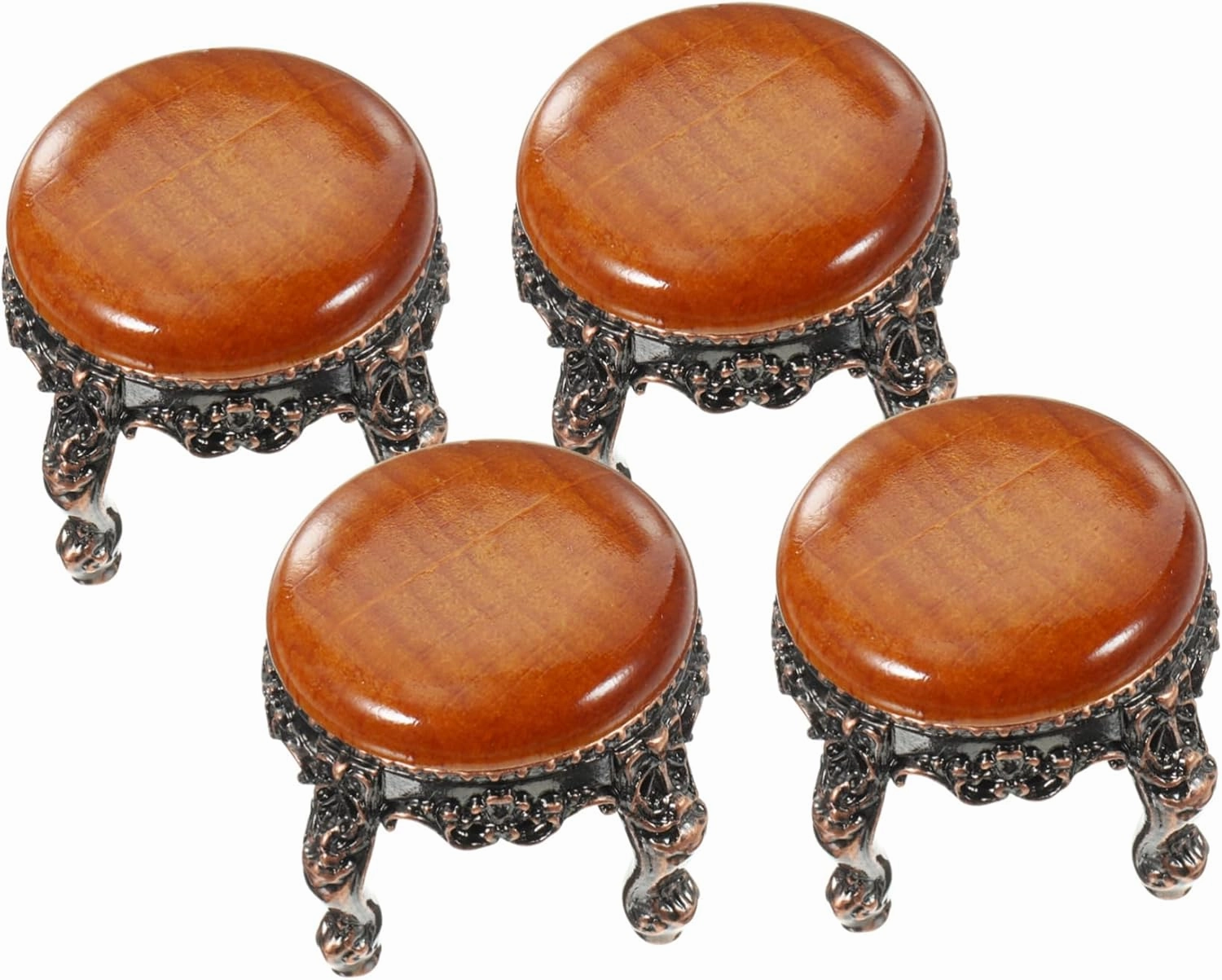 4PCS Dollhouse Mini Stool Models, Doll House Furniture Miniature 1/12 Scale Accessories, Dollhouse Retro Round Stool Miniature Wooden Chair for Dollhouse Furniture Decor