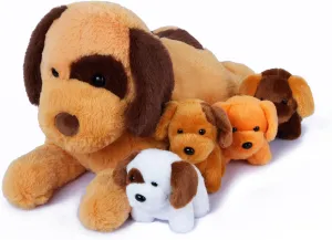 5 Pcs Cute Dog Stuffed Animals,Dog Plush for 3  Years Girls and Boys,Soft Plush Toys for Kids Puppy Lover Boys Christmas Birthday Party Favors Gifts (Brown)