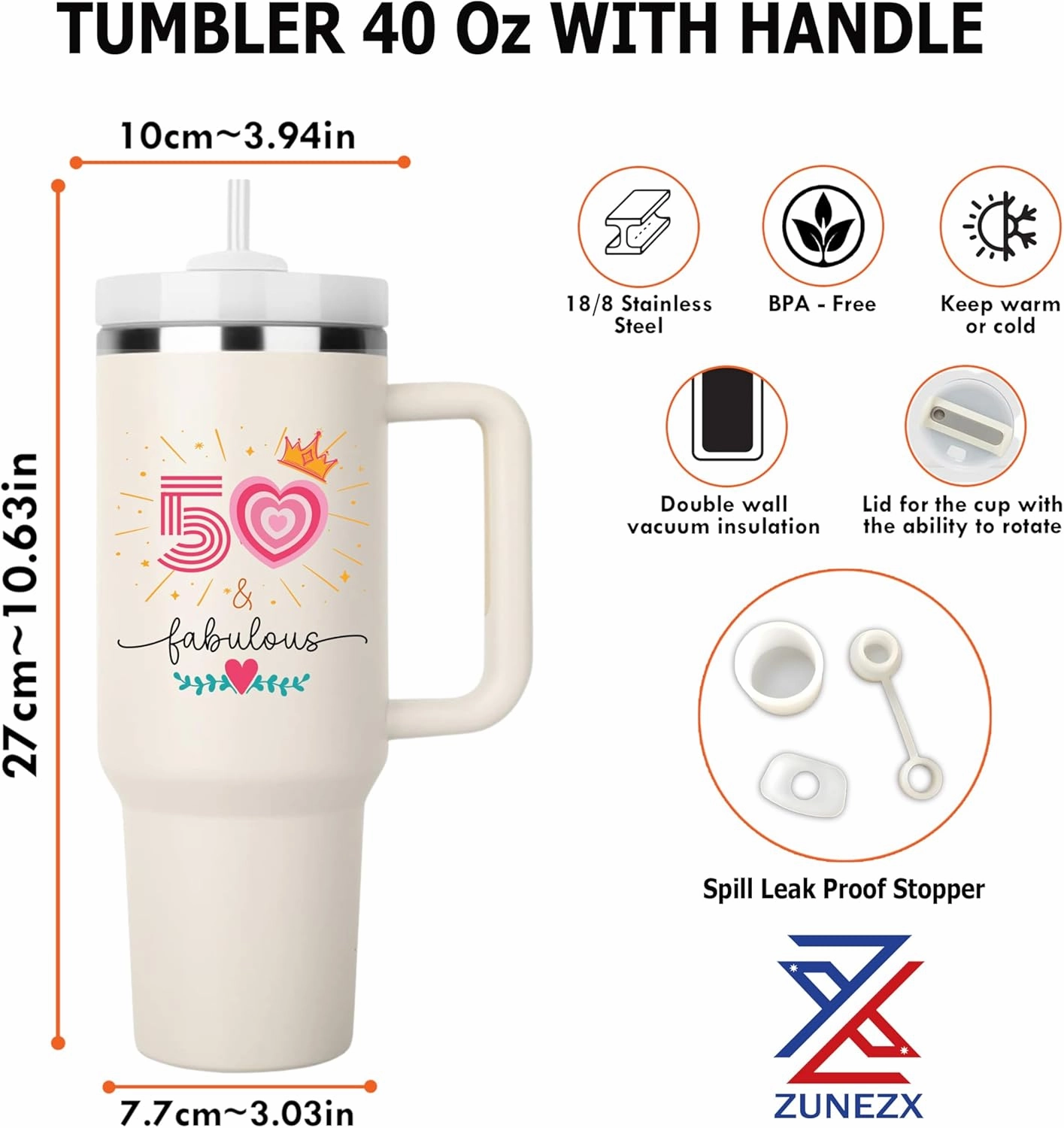 50th Birthday Gifts For Her, Women - 1975 Birthday Gift For Women - Cool Birthday Gift For 50 Year Old Woman - 50 And Fabulous Gift For Women - Gift For Women Turning 50-50th Tumbler 40oz