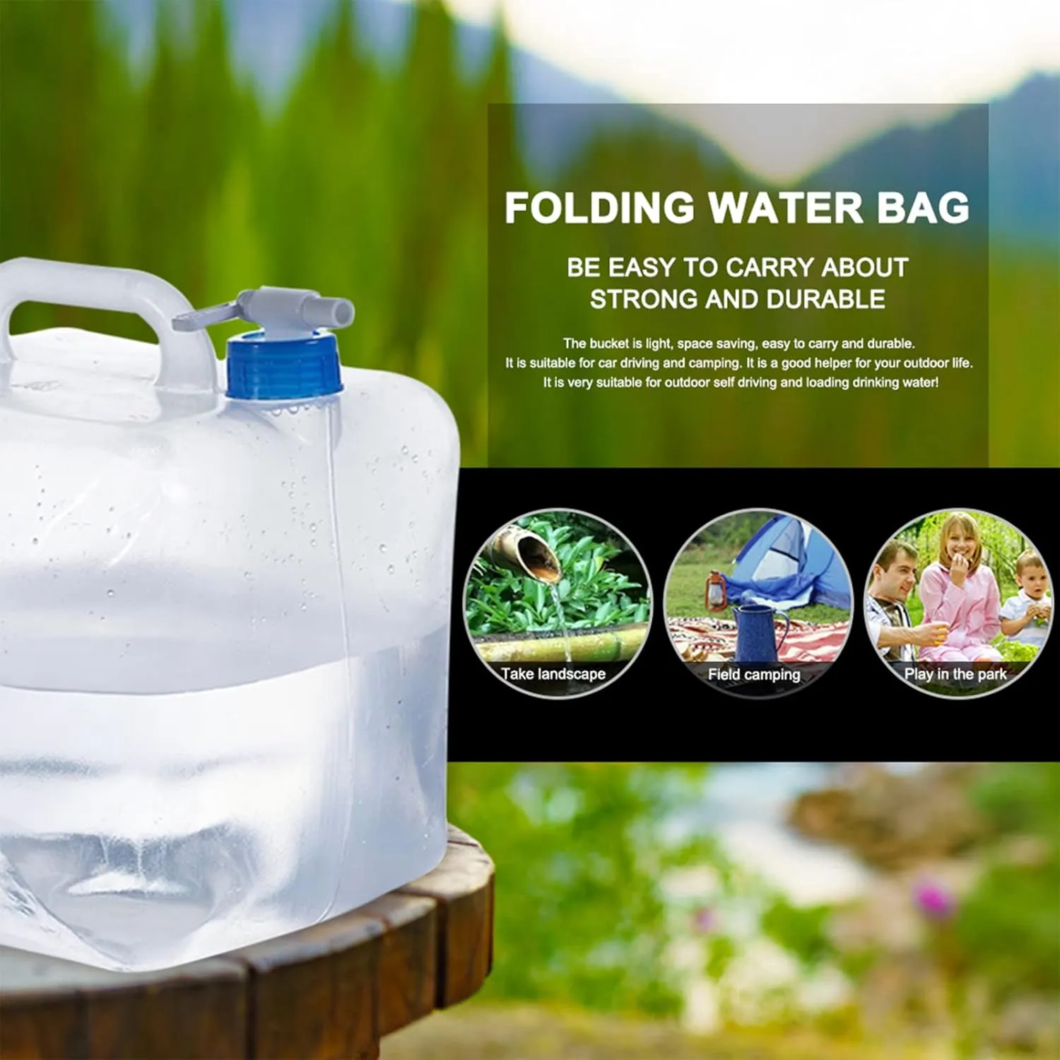 5/10/15/20L Collapsible Water Storage Bucket Portable Outdoor Camping Emergency Water Jug Foldable Drinking Bag Water Container