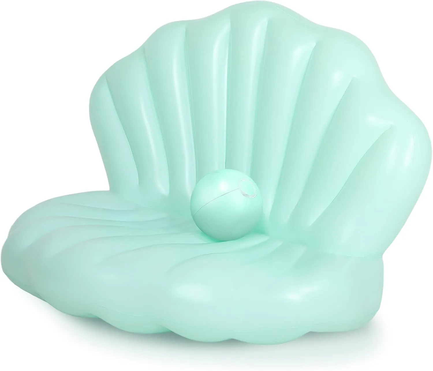 55 Inch Inflatable Seashell Pool Float with Pearl Ball Cute Pool Lounge Float Chairs for Adults Swimming Summer Beach Ocean Birthday Theme Party