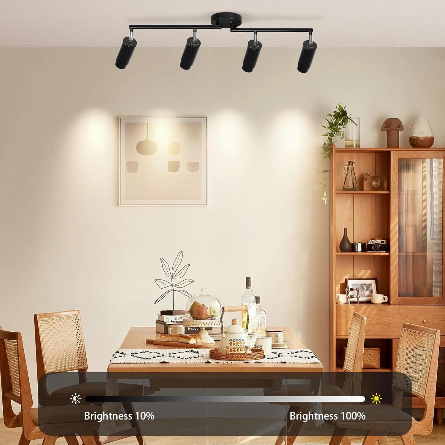 5Color LED Track Lighting Kit 4 Lights Dimmable 48W Track Light,Zoomable15°/24°/36°/45°/60°-2700K/3000K/3500K4000K/5000K,Track Lighting for Accent Task Kitchen,Lumen 4800 (Black, 48W)
