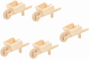5pcs Miniature Wheelbarrow Model Cart Decor for Dollhouses and Landscapes Realistic Design for Display