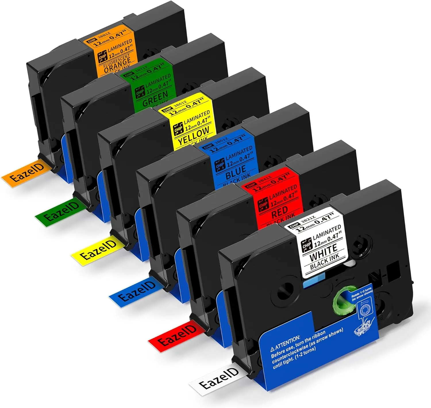 6-Pack TZe Tz Tape 12mm 0.47 Laminated Multi Color Tape Compatible with Brother P Touch Label Maker Tape TZe-231 431 531 631 731 B1, P Touch PT-H110PT-D210 D400 1290 Label Makers
