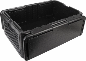 60L Large Capacity Insulated Food Carrier Box, Folding Thermal Cooler for Outdoor Camping, Picnic, Beach, and Fishing, Portable EPP Storage for Hot or Cold Items (Black)