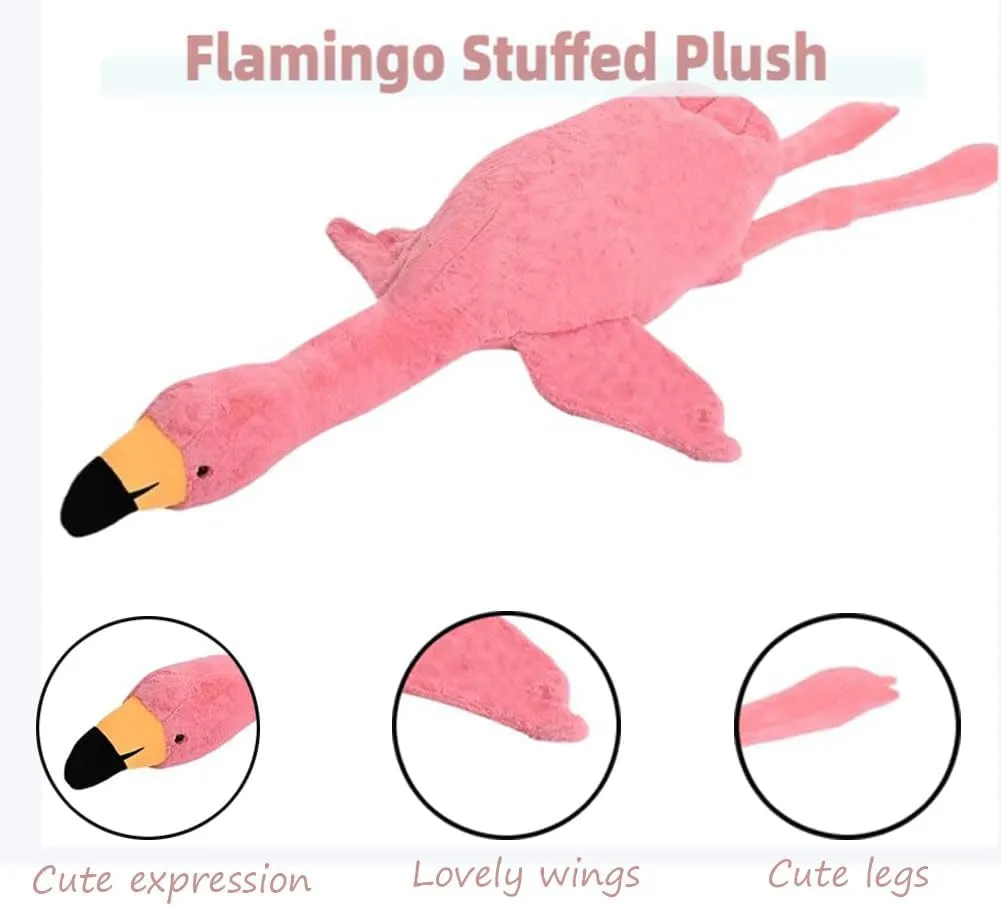 62.9in Flamingo Stuffed Animal Plush Pillow Cute Giant Plush Toy Soft Hugging Pillow Stuffed Animal for Kids Birthday