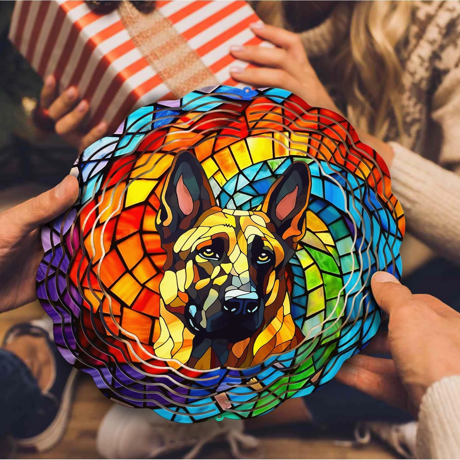 64memory German Shepherd Dog Wind Spinner, German Shepherd Wind Spinner Hanging for Yard and Garden, Unique Gift Wind Spinner, 3D Hanging Wind Spinner Outdoor, Cute German Shepherd Wind Spinner