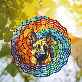 64memory German Shepherd Dog Wind Spinner, German Shepherd Wind Spinner Hanging for Yard and Garden, Unique Gift Wind Spinner, 3D Hanging Wind Spinner Outdoor, Cute German Shepherd Wind Spinner