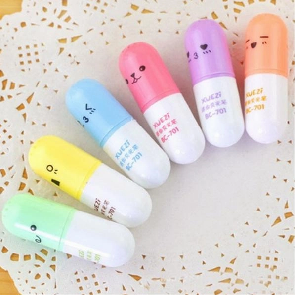 6-Piece: Cute Pill Shape Mini Highlighter Marker