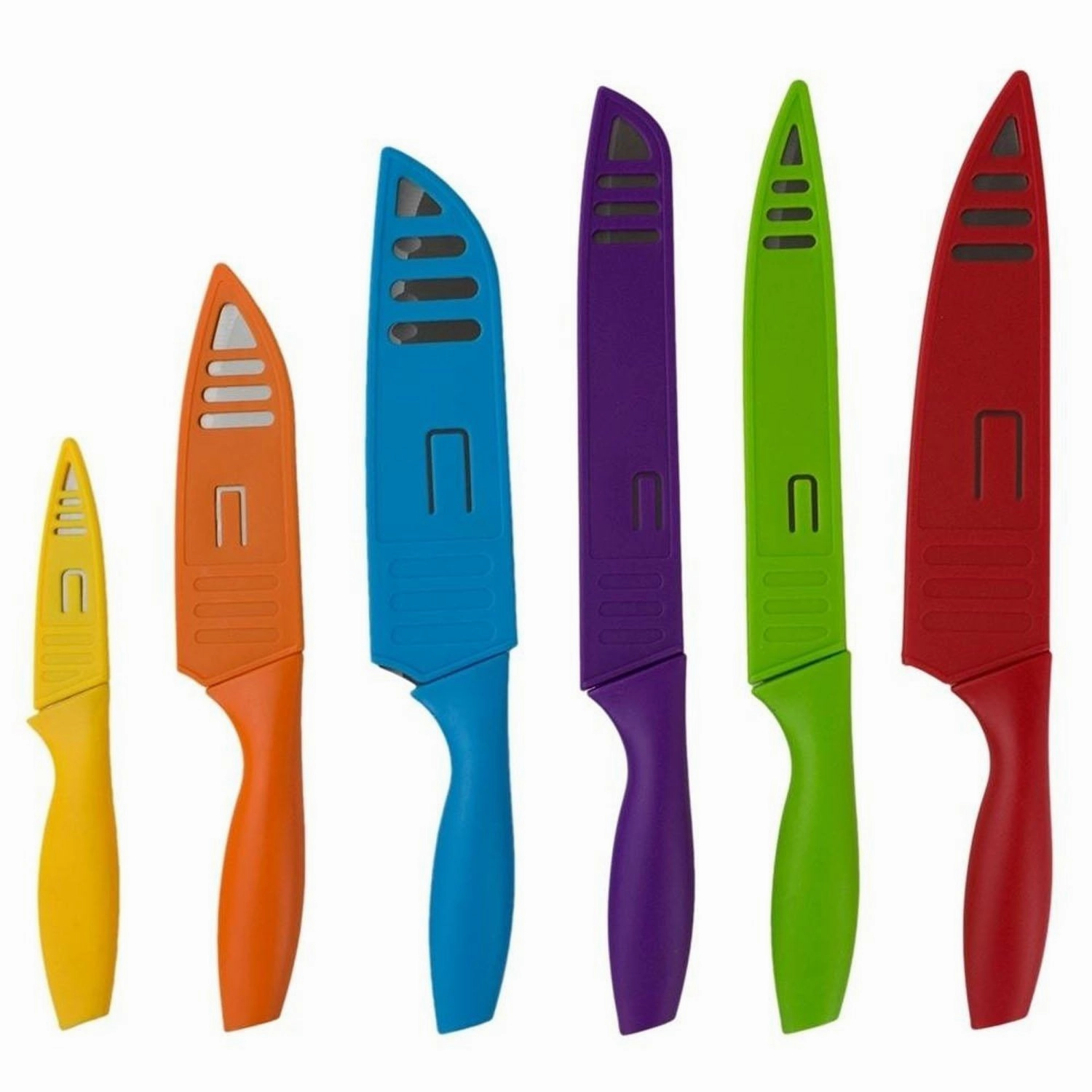 6-Piece Set: Sazon Stainless Steel Knife and Colorful Slip Covers