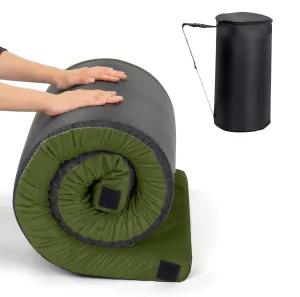 75" D x 25" W x 2.5" H Sleeping pad for Camping Portable Floor Mat Roll Up for Guests Kids Adult Sleepover Green